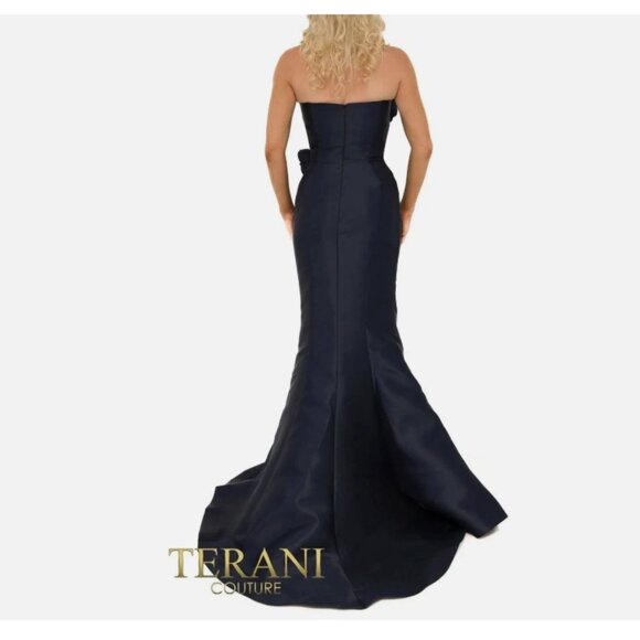 Terani couture 241E2512 3D Floral Strapless Mikado Column Evening Dress - Picture 3 of 8